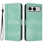 For OnePlus Nord 4 Line Splicing Buckle Retro Leather Phone Case(Mint Green) - 2
