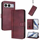 For OnePlus Nord 4 Line Splicing Buckle Retro Leather Phone Case(Wine Red) - 1