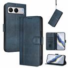 For OnePlus Nord 4 Line Splicing Buckle Retro Leather Phone Case(Dark Blue) - 1