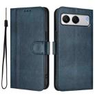 For OnePlus Nord 4 Line Splicing Buckle Retro Leather Phone Case(Dark Blue) - 2