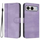 For OnePlus Nord 4 Line Splicing Buckle Retro Leather Phone Case(Purple) - 2