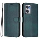 For OnePlus Nord CE 2 5G Line Splicing Buckle Retro Leather Phone Case(Dark Green) - 2