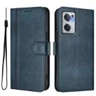 For OnePlus Nord CE 2 5G Line Splicing Buckle Retro Leather Phone Case(Dark Blue) - 2