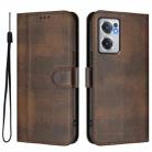 For OnePlus Nord CE 2 5G Line Splicing Buckle Retro Leather Phone Case(Brown) - 2