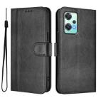 For OnePlus Nord CE 2 Lite 5G / Nord 2 Lite Line Splicing Buckle Retro Leather Phone Case(Black) - 2