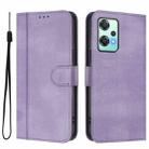 For OnePlus Nord CE 2 Lite 5G / Nord 2 Lite Line Splicing Buckle Retro Leather Phone Case(Purple) - 2