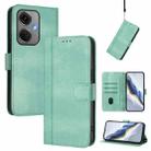 For OnePlus Nord CE 3 Line Splicing Buckle Retro Leather Phone Case(Mint Green) - 1