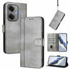 For OnePlus Nord CE 3 Line Splicing Buckle Retro Leather Phone Case(Grey) - 1