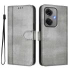 For OnePlus Nord CE 3 Line Splicing Buckle Retro Leather Phone Case(Grey) - 2