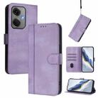For OnePlus Nord CE 3 Line Splicing Buckle Retro Leather Phone Case(Purple) - 1