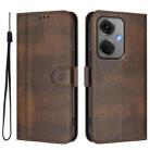 For OnePlus Nord CE 3 Line Splicing Buckle Retro Leather Phone Case(Brown) - 2