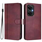 For OnePlus Nord CE 3 Lite / Nord N30 Line Splicing Buckle Retro Leather Phone Case(Wine Red) - 2