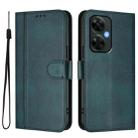 For OnePlus Nord CE 3 Lite / Nord N30 Line Splicing Buckle Retro Leather Phone Case(Dark Green) - 2
