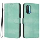 For OnePlus Nord CE 5G Line Splicing Buckle Retro Leather Phone Case(Mint Green) - 2
