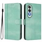 For OnePlus Nord CE4 Line Splicing Buckle Retro Leather Phone Case(Mint Green) - 2