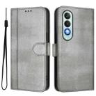 For OnePlus Nord CE4 Line Splicing Buckle Retro Leather Phone Case(Grey) - 2