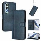 For OnePlus Nord CE4 Line Splicing Buckle Retro Leather Phone Case(Dark Blue) - 1