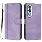 For OnePlus Nord CE4 Line Splicing Buckle Retro Leather Phone Case(Purple) - 2