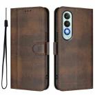 For OnePlus Nord CE4 Line Splicing Buckle Retro Leather Phone Case(Brown) - 2