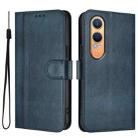 For OnePlus Nord CE4 Lite India Line Splicing Buckle Retro Leather Phone Case(Dark Blue) - 2