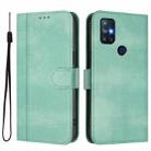 For OnePlus Nord N10 5G Line Splicing Buckle Retro Leather Phone Case(Mint Green) - 2