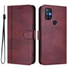 For OnePlus Nord N10 5G Line Splicing Buckle Retro Leather Phone Case(Wine Red) - 2