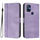 For OnePlus Nord N10 5G Line Splicing Buckle Retro Leather Phone Case(Purple) - 2