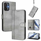For OnePlus Nord N20 5G Line Splicing Buckle Retro Leather Phone Case(Grey) - 1