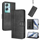 For OnePlus Nord N30 SE Line Splicing Buckle Retro Leather Phone Case(Black) - 1