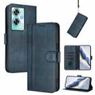 For OnePlus Nord N30 SE Line Splicing Buckle Retro Leather Phone Case(Dark Blue) - 1