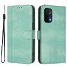 For OnePlus Nord N200 5G Line Splicing Buckle Retro Leather Phone Case(Mint Green) - 2