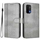 For OnePlus Nord N200 5G Line Splicing Buckle Retro Leather Phone Case(Grey) - 2
