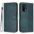 For OnePlus Nord N200 5G Line Splicing Buckle Retro Leather Phone Case(Dark Green) - 2