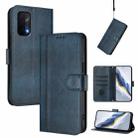 For OnePlus Nord N200 5G Line Splicing Buckle Retro Leather Phone Case(Dark Blue) - 1