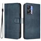 For OnePlus Nord N300 Line Splicing Buckle Retro Leather Phone Case(Dark Blue) - 2