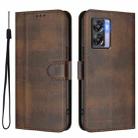 For OnePlus Nord N300 Line Splicing Buckle Retro Leather Phone Case(Brown) - 2