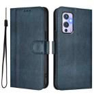 For OnePlus 9 Line Splicing Buckle Retro Leather Phone Case(Dark Blue) - 2