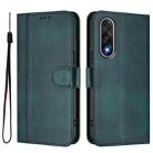 For OnePlus Ace 5 Ultra Line Splicing Buckle Retro Leather Phone Case(Dark Green) - 2