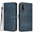 For OnePlus Ace 5 Ultra Line Splicing Buckle Retro Leather Phone Case(Dark Blue) - 2