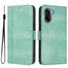 For OnePlus Ace 5 Racing Line Splicing Buckle Retro Leather Phone Case(Mint Green) - 2