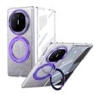 For Huawei Mate X6 Integrated Ice-feel High-transparency 360-Degree Rotating Stand MagSafe Folding Phone Case(Violet) - 1