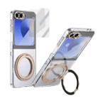 For Samsung Galaxy Z Flip6 5G Integrated Ice-feel High-transparency 360-Degree Rotating Stand MagSafe Folding Phone Case(Desert Gold) - 1