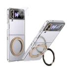 For Samsung Galaxy Z Flip3 5G Integrated Ice-feel High-transparency 360-Degree Rotating Stand MagSafe Folding Phone Case(Desert Gold) - 1