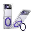 For Samsung Galaxy Z Flip3 5G Integrated Ice-feel High-transparency 360-Degree Rotating Stand MagSafe Folding Phone Case(Violet) - 1