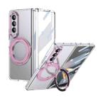For Samsung Galaxy Z Fold3 5G Integrated Ice-feel High-transparency 360-Degree Rotating Stand MagSafe Folding Phone Case(Pink) - 1