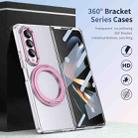 For Samsung Galaxy Z Fold3 5G Integrated Ice-feel High-transparency 360-Degree Rotating Stand MagSafe Folding Phone Case(Pink) - 2