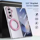 For Samsung Galaxy Z Fold7 5G Integrated Ice-feel High-transparency 360-Degree Rotating Stand MagSafe Folding Phone Case(Pink) - 2