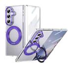 For Samsung Galaxy Z Fold7 5G Integrated Ice-feel High-transparency 360-Degree Rotating Stand MagSafe Folding Phone Case(Violet) - 1