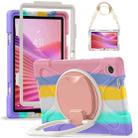 For Lenovo Tab 10.1 2025 / ZhaoYang K10c Silicone Hybrid PC Tablet Case with Holder & Shoulder Strap(Colorful Pink) - 1