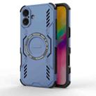 For iPhone 16 Plus Butterfly Armor MagSafe Magnetic Ring Shockproof Phone Case(Blue) - 1